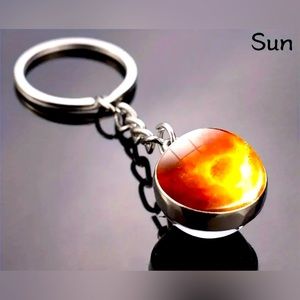 NWT Solar System Key chain Sun double sided glass ball style